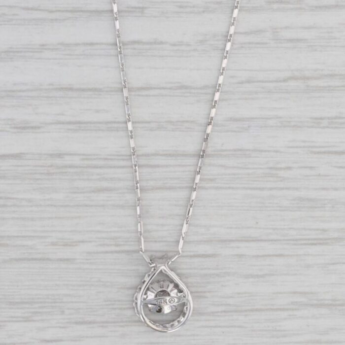 047ctw floating diamond teardrop pendant necklace 14k white gold 18 chain 3278