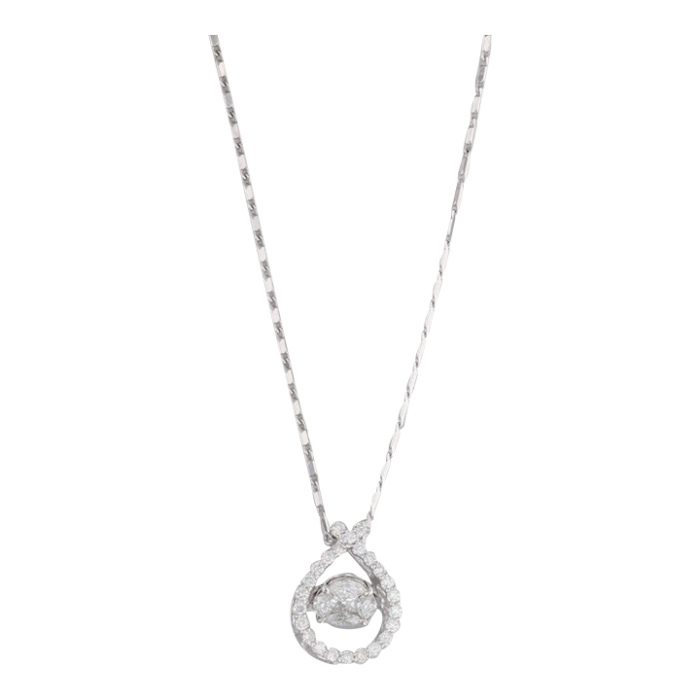 047ctw floating diamond teardrop pendant necklace 14k white gold 18 chain 4421