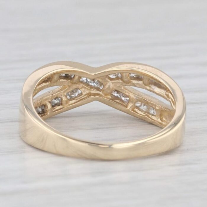 048ctw diamond criss cross ring 14k yellow gold wedding anniversary band 7926