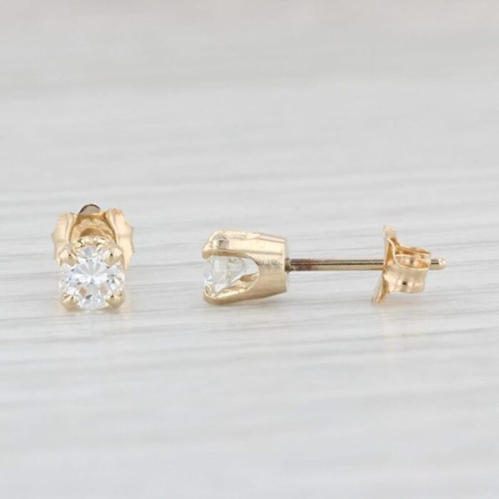 048ctw diamond stud earrings 14k yellow gold round solitaire studs 2 pieces 0473