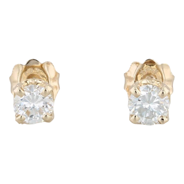 048ctw diamond stud earrings 14k yellow gold round solitaire studs 2 pieces 5248