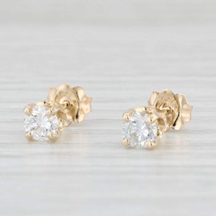 048ctw diamond stud earrings 14k yellow gold round solitaire studs 2 pieces 7215