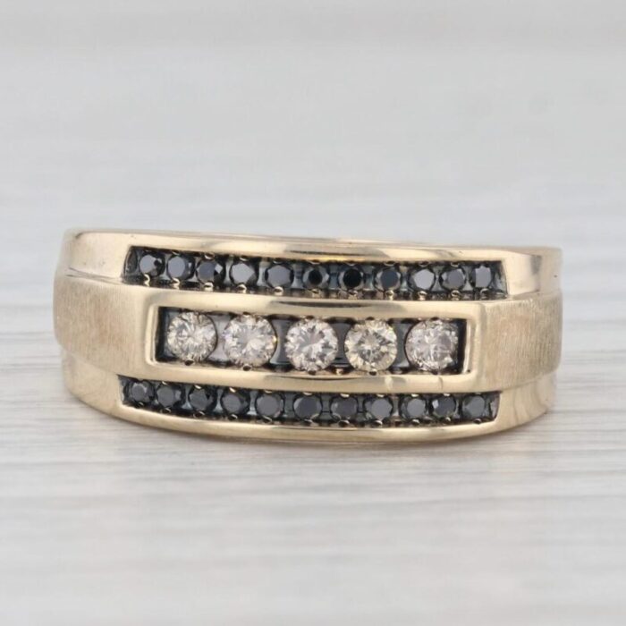 050ctw brown black diamond ring 14k yellow gold size 10 mens wedding 4630