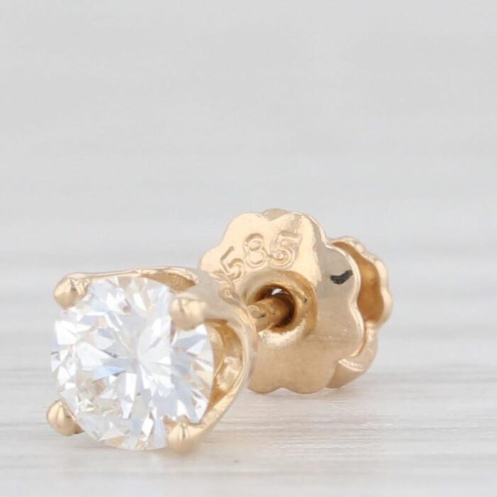 050ctw diamond round solitaire stud earrings 14k yellow gold pierced studs 2 pieces 6754 scaled