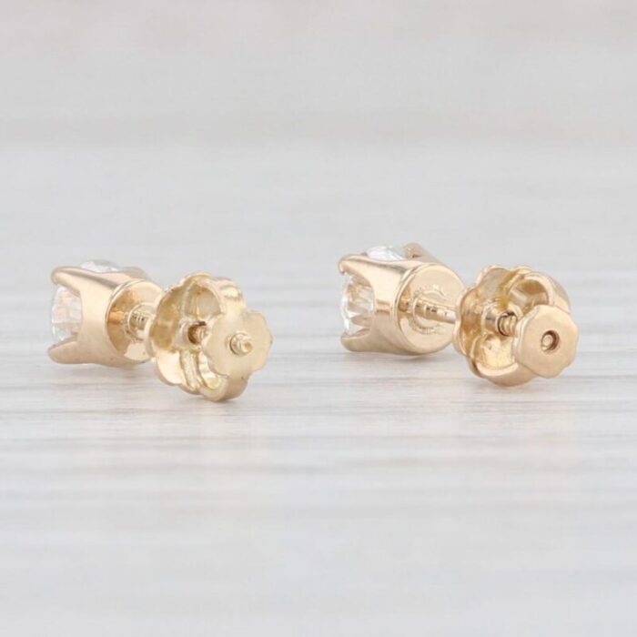 050ctw diamond round solitaire stud earrings 14k yellow gold pierced studs 2 pieces 8647