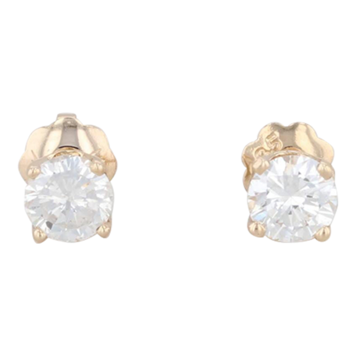 050ctw diamond round solitaire stud earrings 14k yellow gold pierced studs 2 pieces 9727