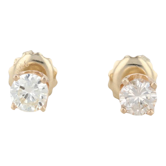 050ctw diamond stud earrings 14k yellow gold round solitaire screw backs studs 2 pieces 1507