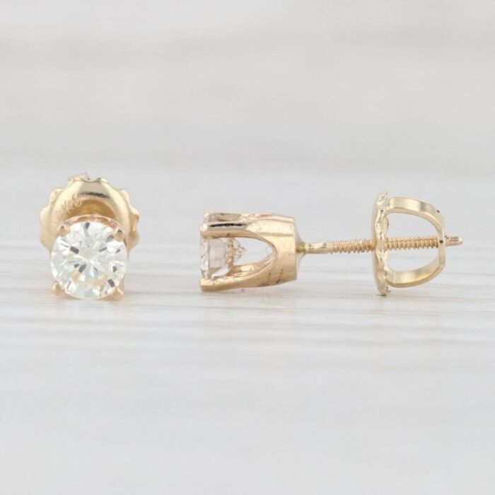 050ctw diamond stud earrings 14k yellow gold round solitaire screw backs studs 2 pieces 6851