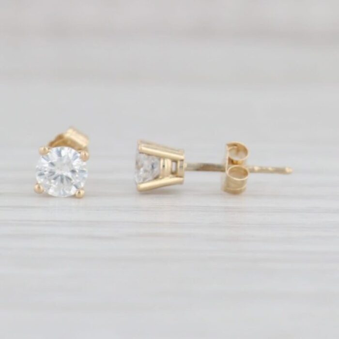 050ctw diamond stud earrings 14k yellow gold round solitaire studs 2 pieces 1447