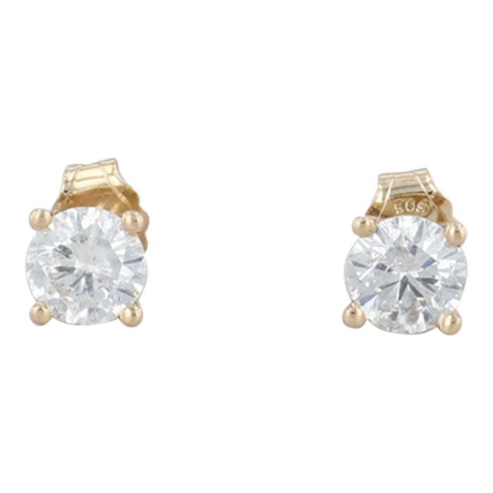 050ctw diamond stud earrings 14k yellow gold round solitaire studs 2 pieces 2104