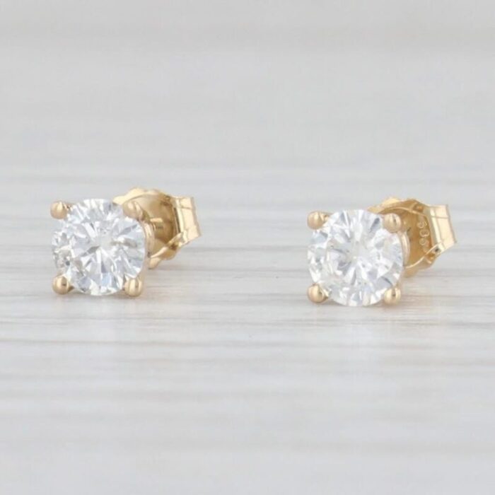 050ctw diamond stud earrings 14k yellow gold round solitaire studs 2 pieces 4517