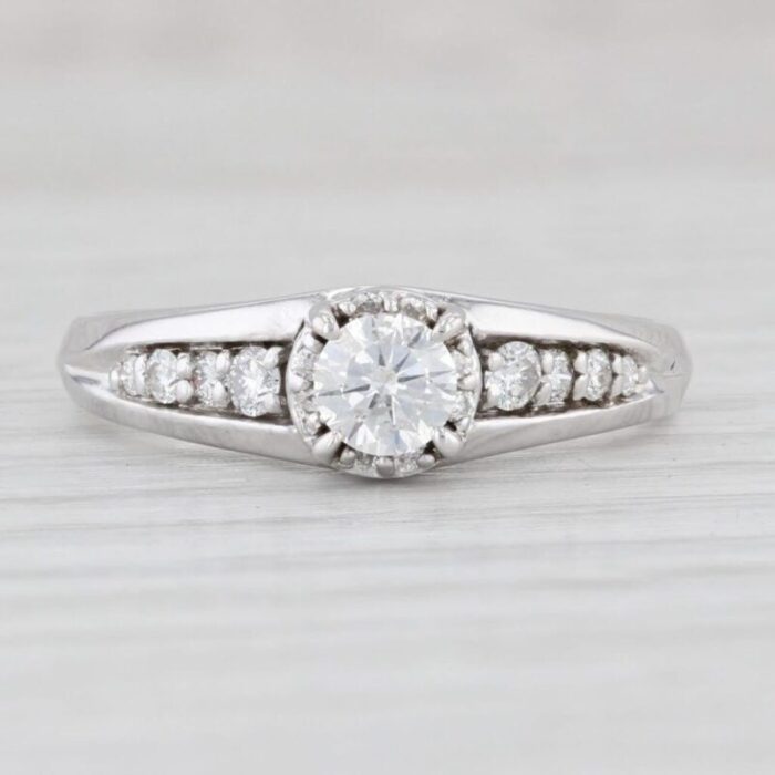 050ctw round diamond engagement ring 14k white gold size 7 0009