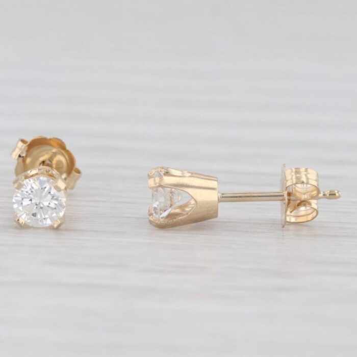 050ctw round diamond solitaire stud earrings 14k yellow gold 2 pieces 5803