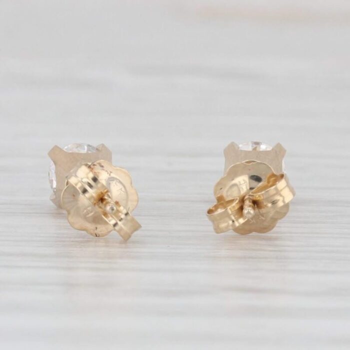 050ctw round diamond solitaire stud earrings 14k yellow gold 2 pieces 9078