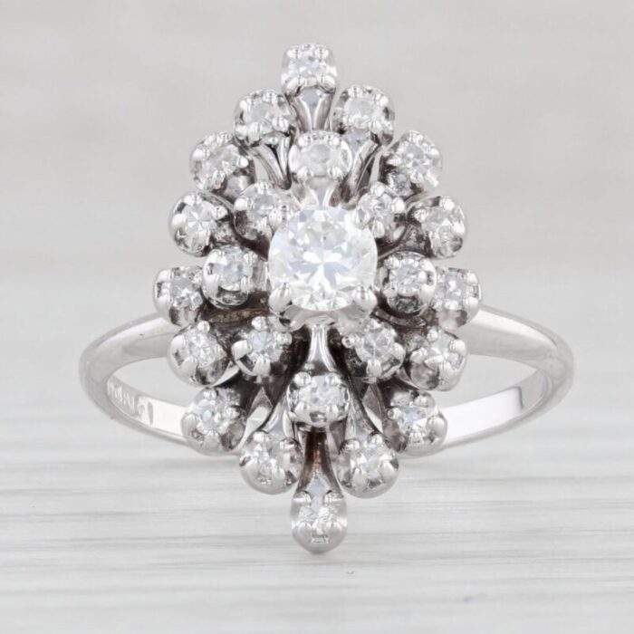 050ctw vs diamond cluster engagement ring 14k white gold size 675 2023