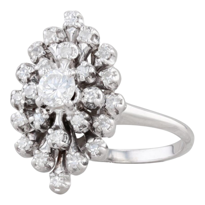 050ctw vs diamond cluster engagement ring 14k white gold size 675 6035