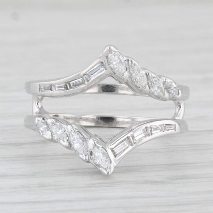 051ctw diamond ring guard jacket wrap 14k white gold size 65 wedding bridal 1622