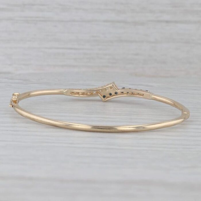 052ctw blue sapphire diamond bangle bypass bracelet 14k yellow gold 65 5564