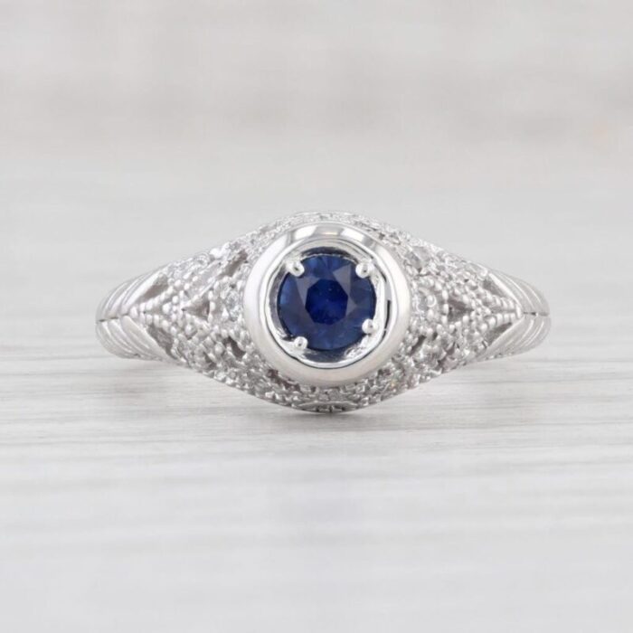 055ctw blue sapphire diamond ring 14k white gold size 675 engagement 5928