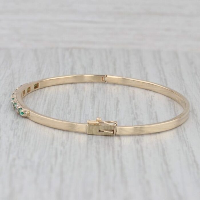 055ctw emerald diamond bangle bracelet 14k yellow gold 675 1713