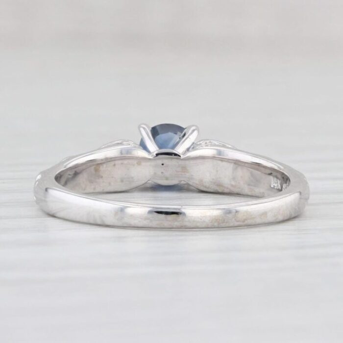 056ct round blue sapphire solitaire ring 14k white gold size 85 engagement 1149