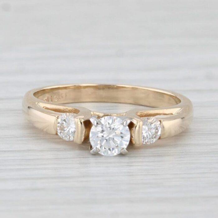 057ctw round diamond engagement ring 14k yellow gold size 6 4268