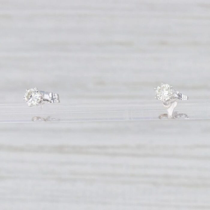 060ctw diamond solitaire stud earrings 14k white gold round solitaire 2 pieces 0093