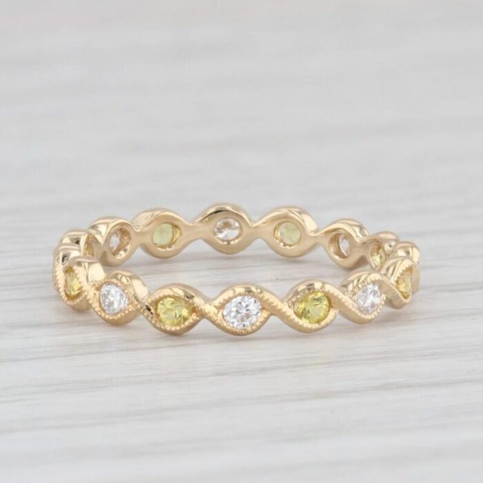 060ctw diamond yellow sapphire eternity band 18k gold size 575 wedding ring 1913