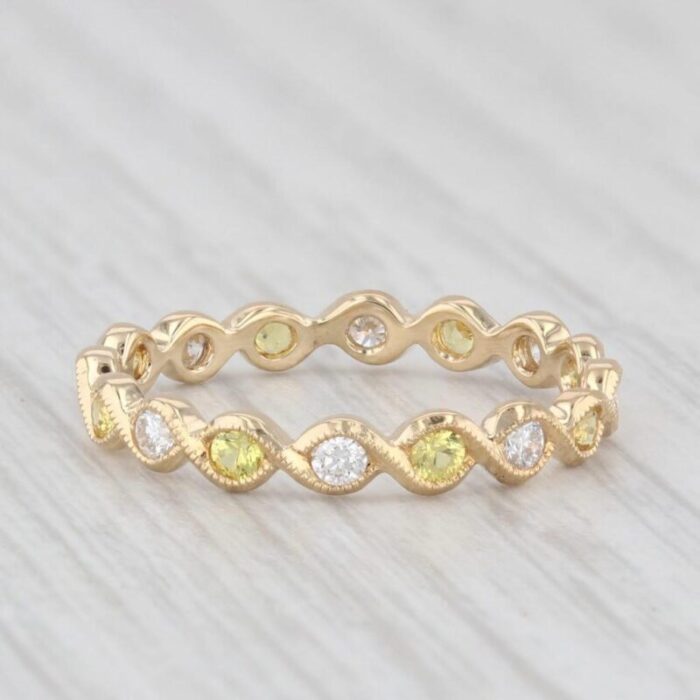 060ctw diamond yellow sapphire eternity band 18k gold size 575 wedding ring 6627