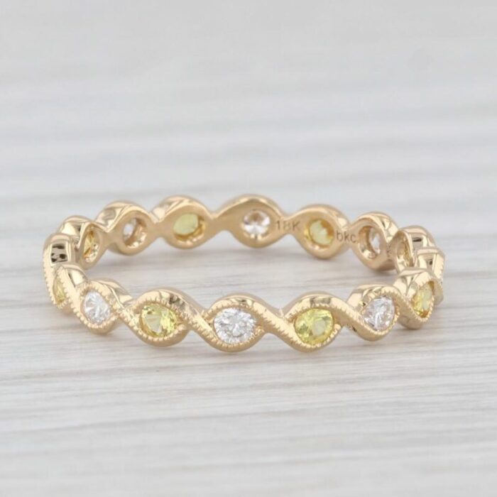 060ctw diamond yellow sapphire eternity band 18k gold size 575 wedding ring 9115