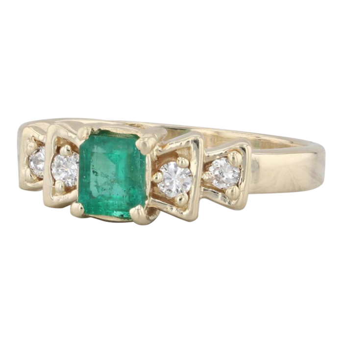 060ctw emerald diamond ring 14k yellow gold size 75 engagement 6406