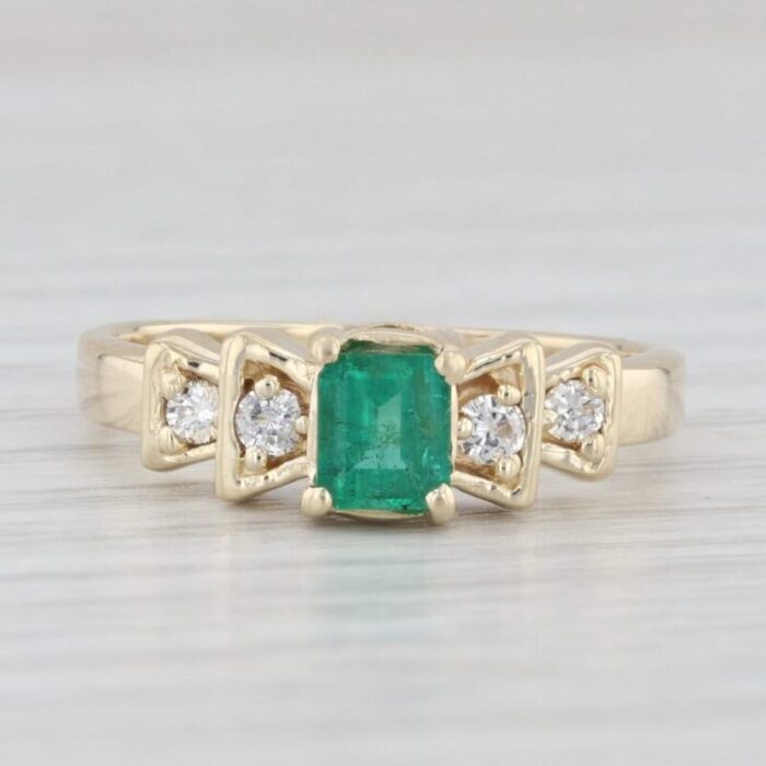 060ctw emerald diamond ring 14k yellow gold size 75 engagement 9886