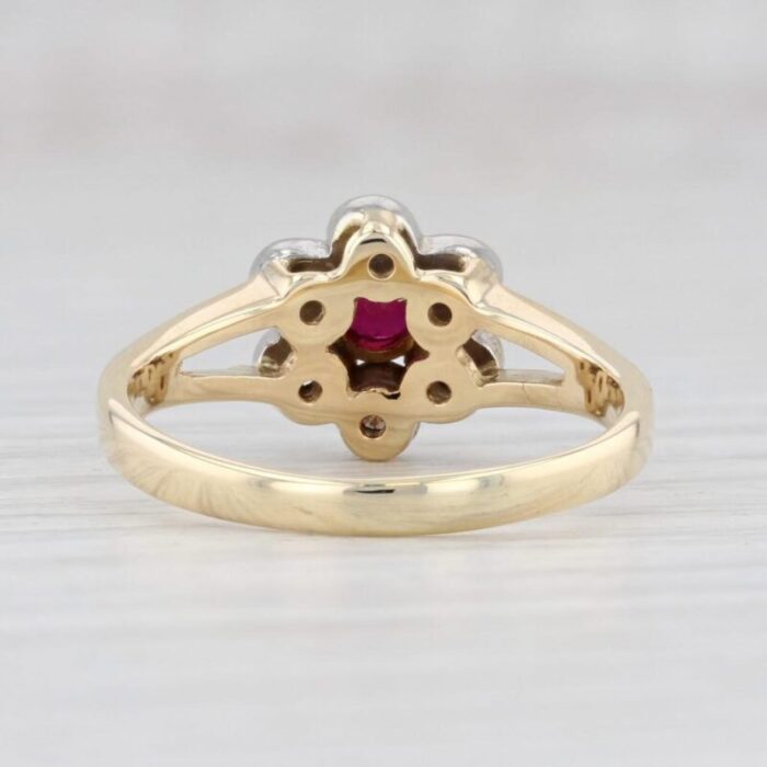 060ctw ruby diamond halo flower ring 14k gold size 7 engagement 0107