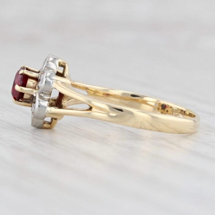 060ctw ruby diamond halo flower ring 14k gold size 7 engagement 7394