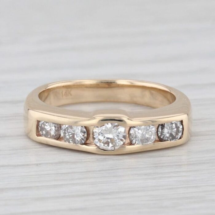 061ctw diamond 5 stone band 14k yellow gold size 475 ring engagement wedding 5823