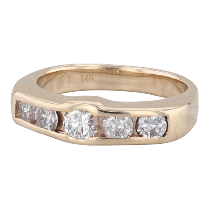 061ctw diamond 5 stone band 14k yellow gold size 475 ring engagement wedding 9454