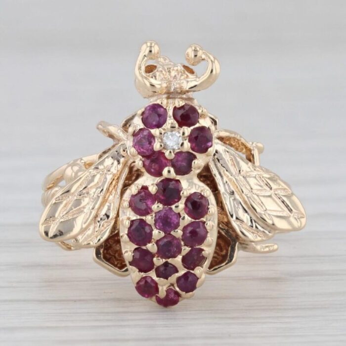 062ctw ruby bumble bee ring 14k yellow gold size 725 cocktail 2877