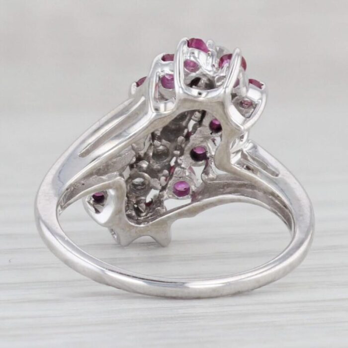 064ctw ruby diamond cluster bypass ring 14k white gold size 6 1762