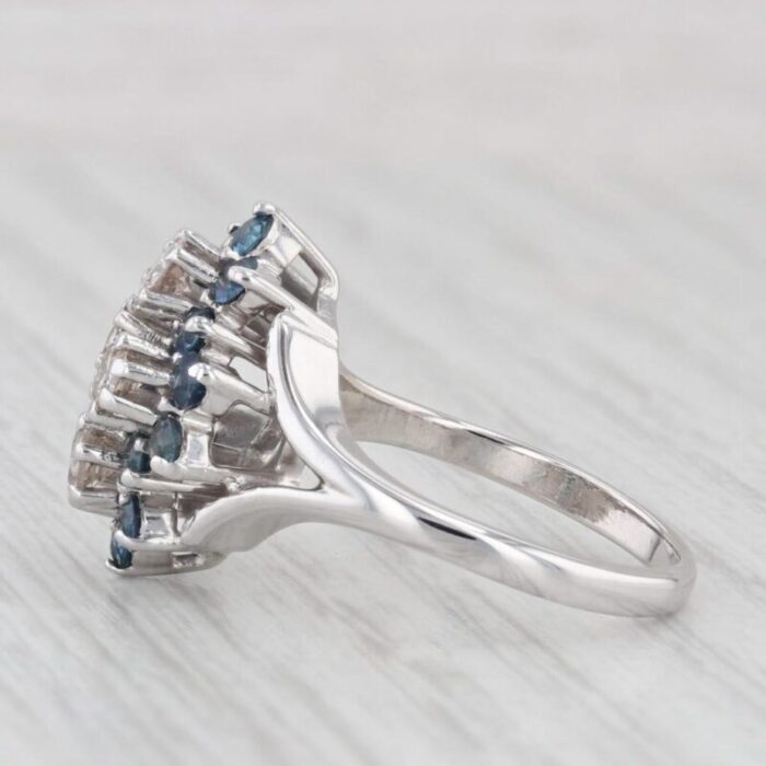 065ctw diamond blue sapphire cluster ring 14k white gold size 575 cocktail 6770