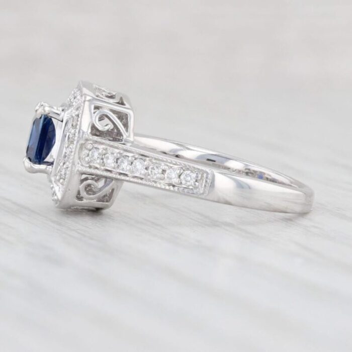 067ctw blue sapphire diamond halo ring 14k white gold size 475 engagement 4833