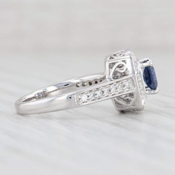 067ctw blue sapphire diamond halo ring 14k white gold size 475 engagement 8154