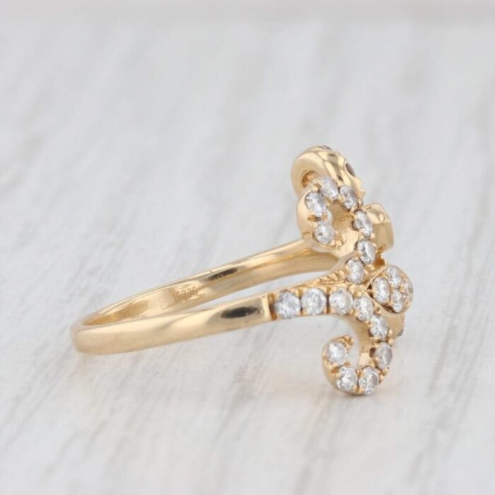 070ctw diamond fleur de lis open ring 18k yellow gold size 8 ajdjustable 1585