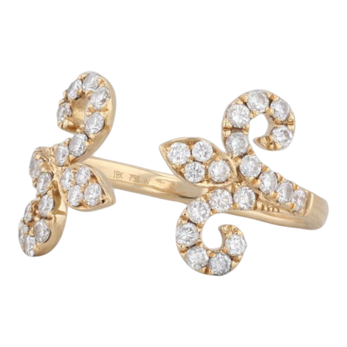 070ctw diamond fleur de lis open ring 18k yellow gold size 8 ajdjustable 2450