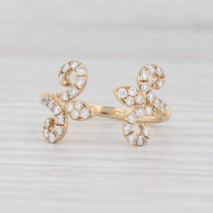 070ctw diamond fleur de lis open ring 18k yellow gold size 8 ajdjustable 8305