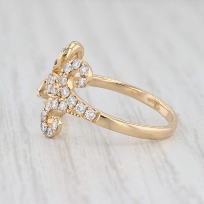 070ctw diamond fleur de lis open ring 18k yellow gold size 8 ajdjustable 8965