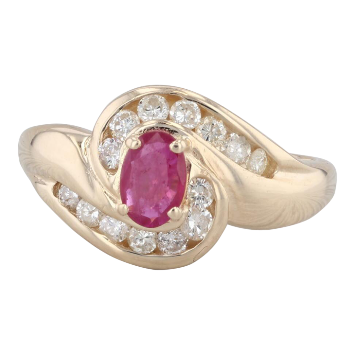 070ctw ruby diamond bypass ring 14k yellow gold size 725 3603