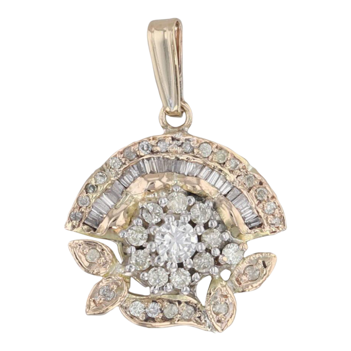 071ctw diamond flower cluster pendant 14k white yellow gold 0662