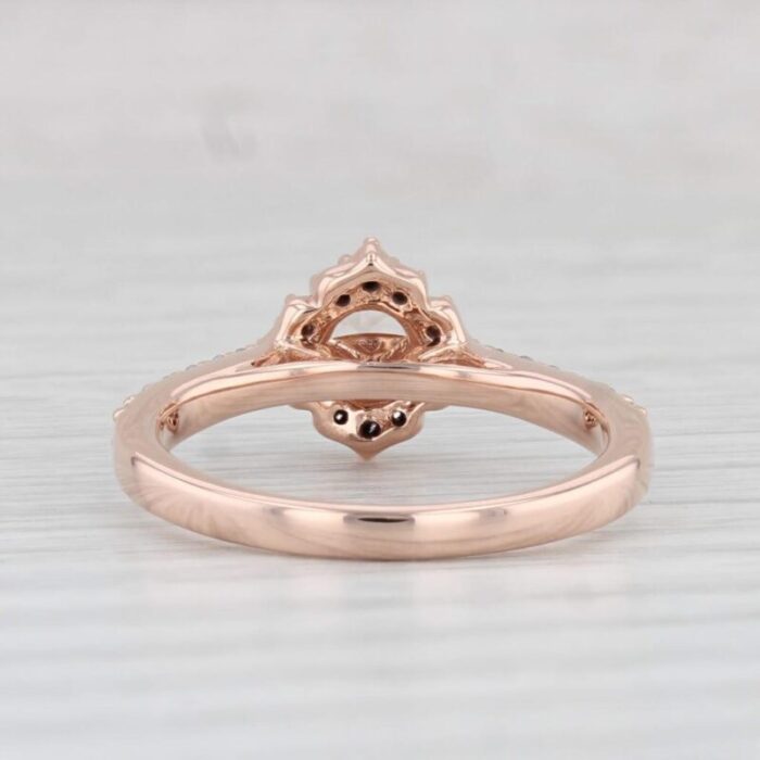 071ctw morganite diamond halo engagement ring 14k rose gold size 7 2659