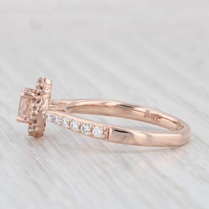 071ctw morganite diamond halo engagement ring 14k rose gold size 7 3551