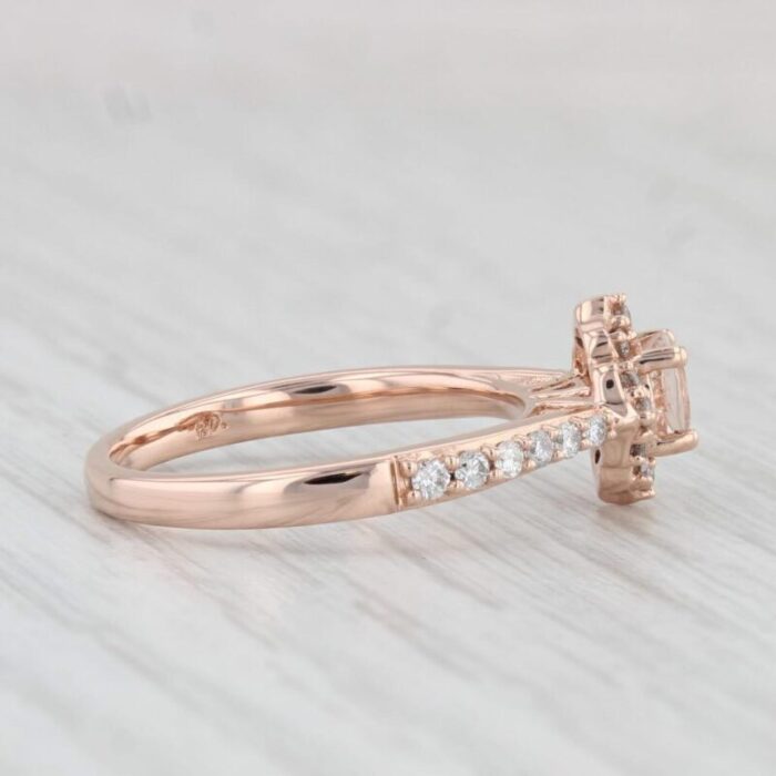 071ctw morganite diamond halo engagement ring 14k rose gold size 7 5689